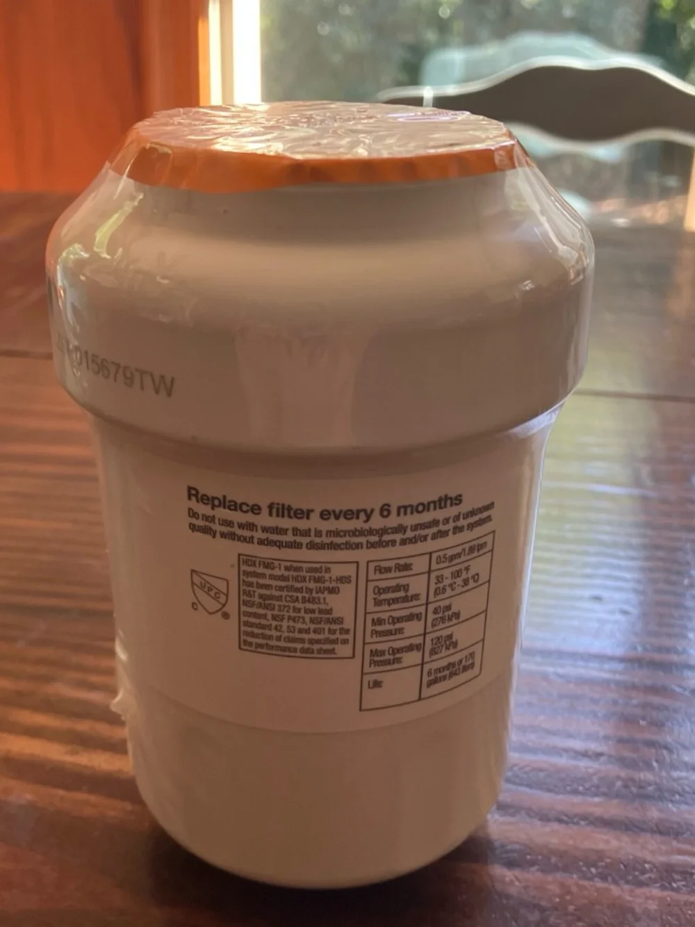 MWF Ice and Water Refrigerator Filter — White with Orange Accent